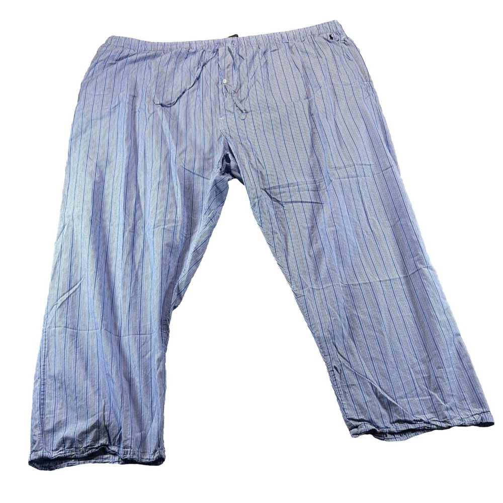 Polo Ralph Lauren Pajama Pants Mens 4XL Blue Striped Cotton Poplin Loungewear